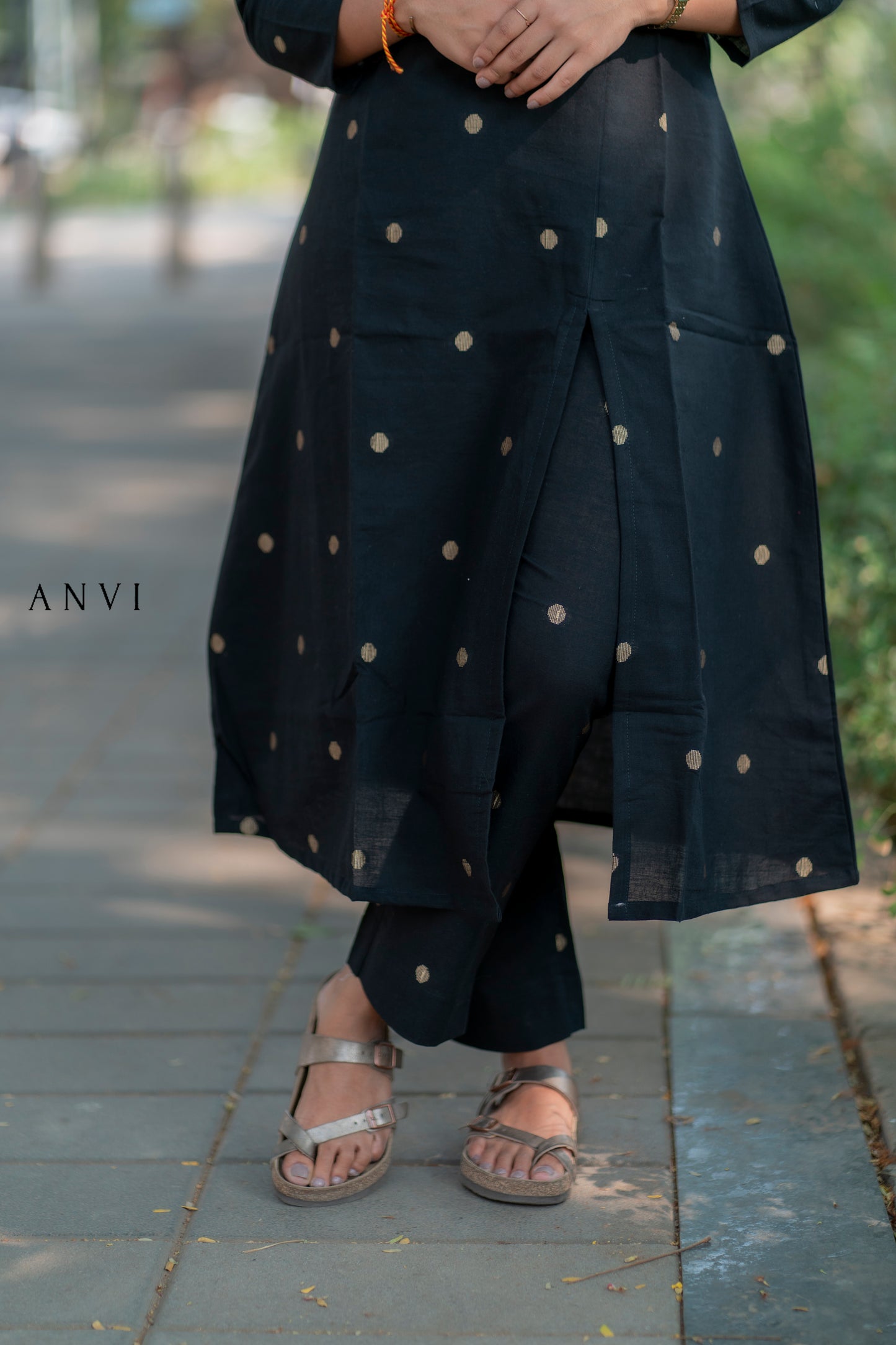 AL 415 Black cotton co ords with lining