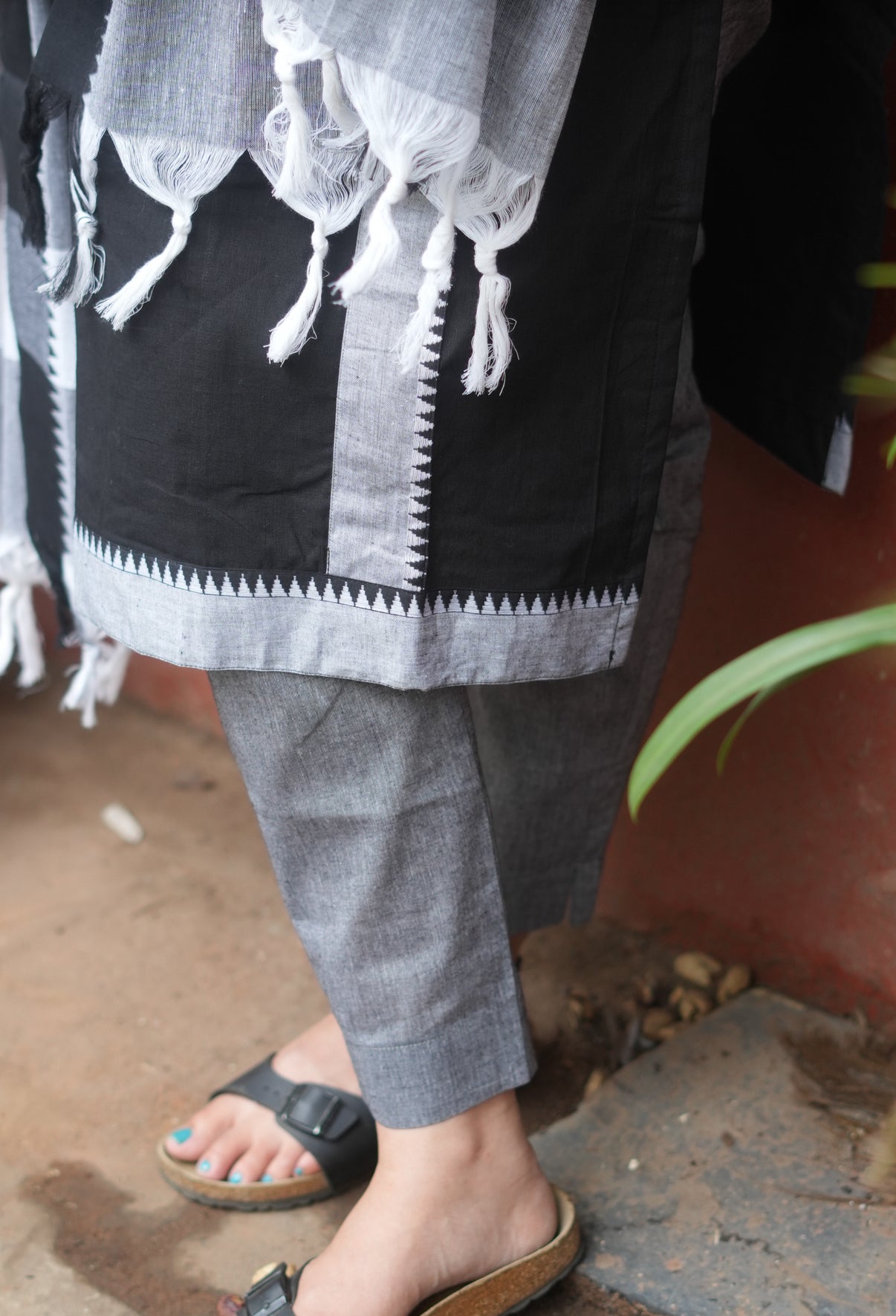 AL 456 Black cotton kurta set with duppatta