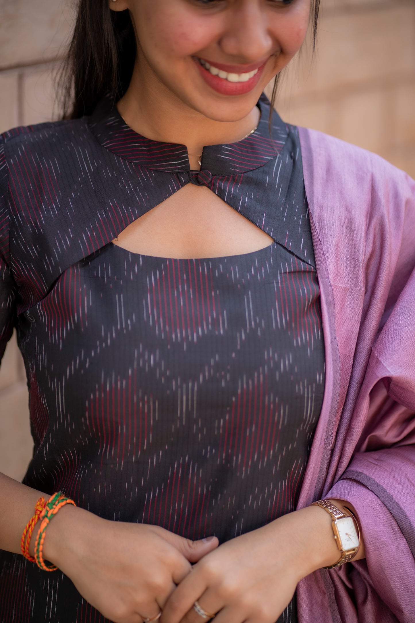 AL 513 Ikkat silk suit with dupatta (with lining)