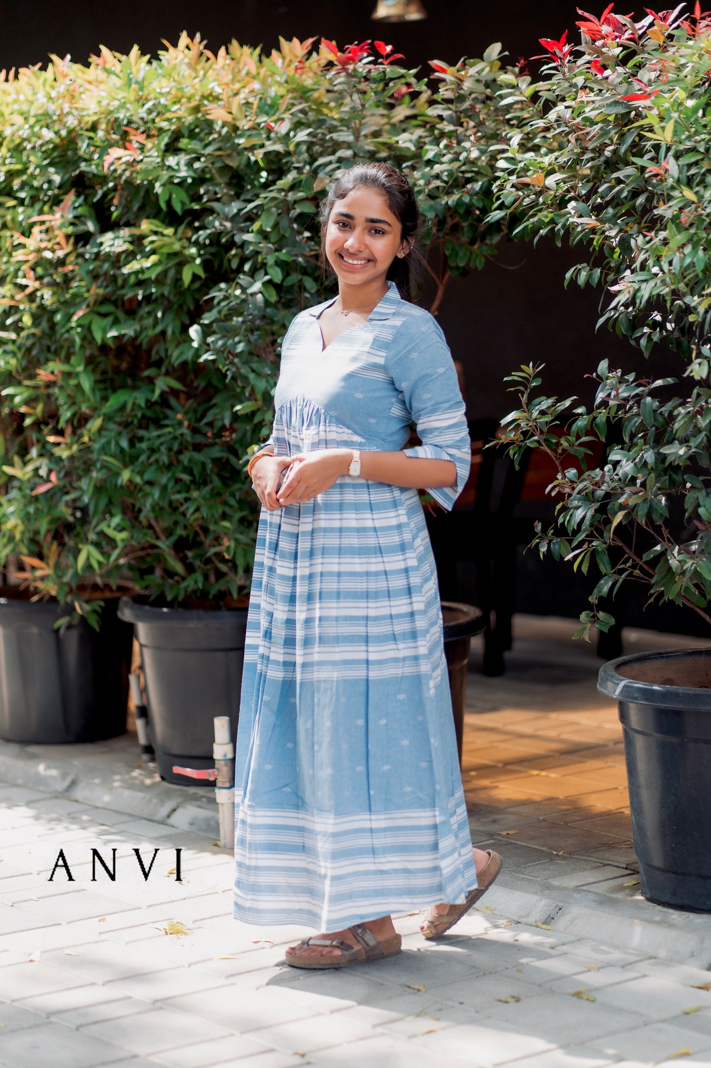 AL 386 Cotton maxi with elbow sleeves