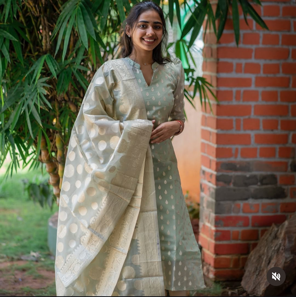 AL 322 Semi banaras kurti with dupatta