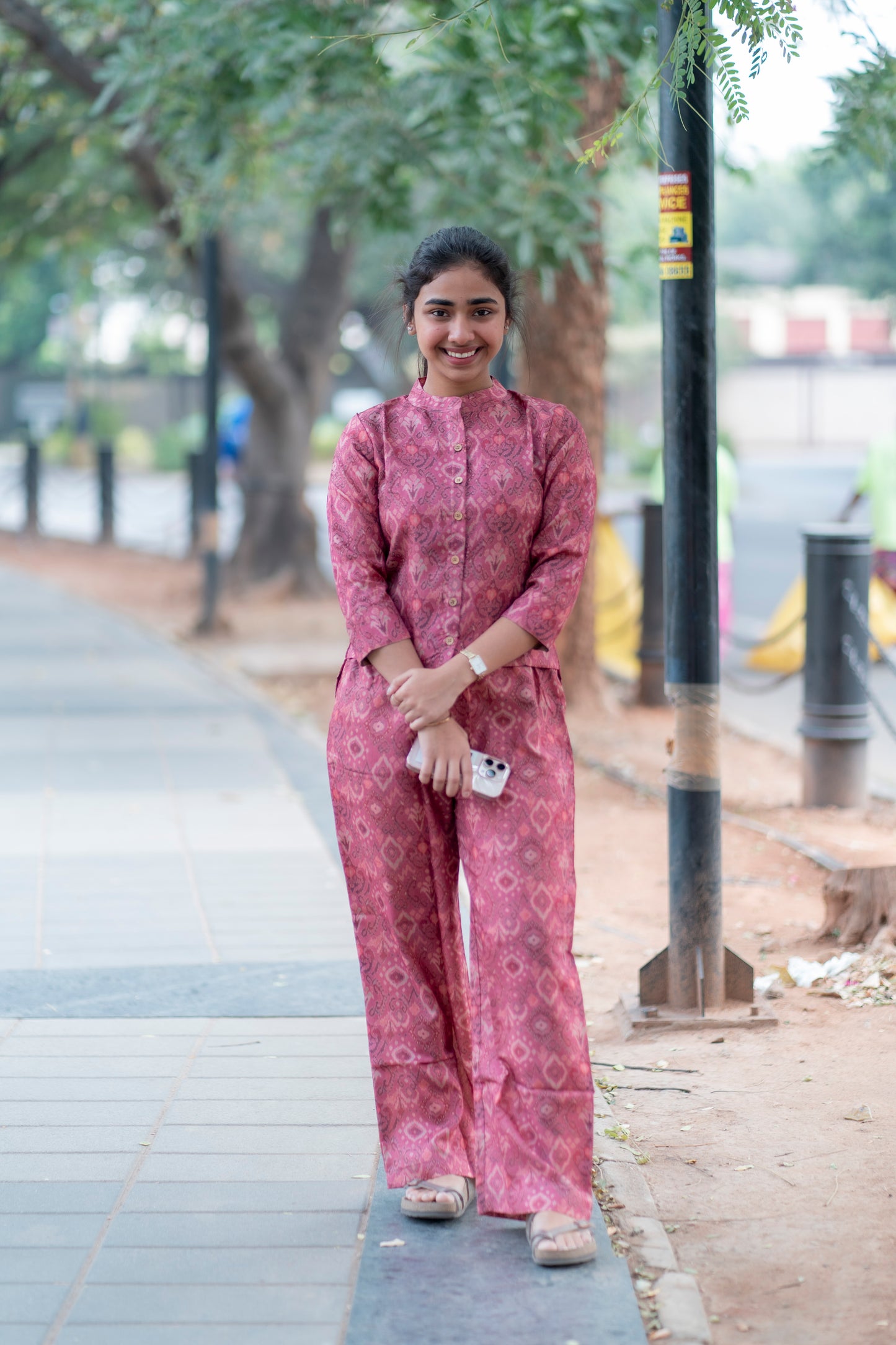 AL 342 Semi tussar co ords with lining