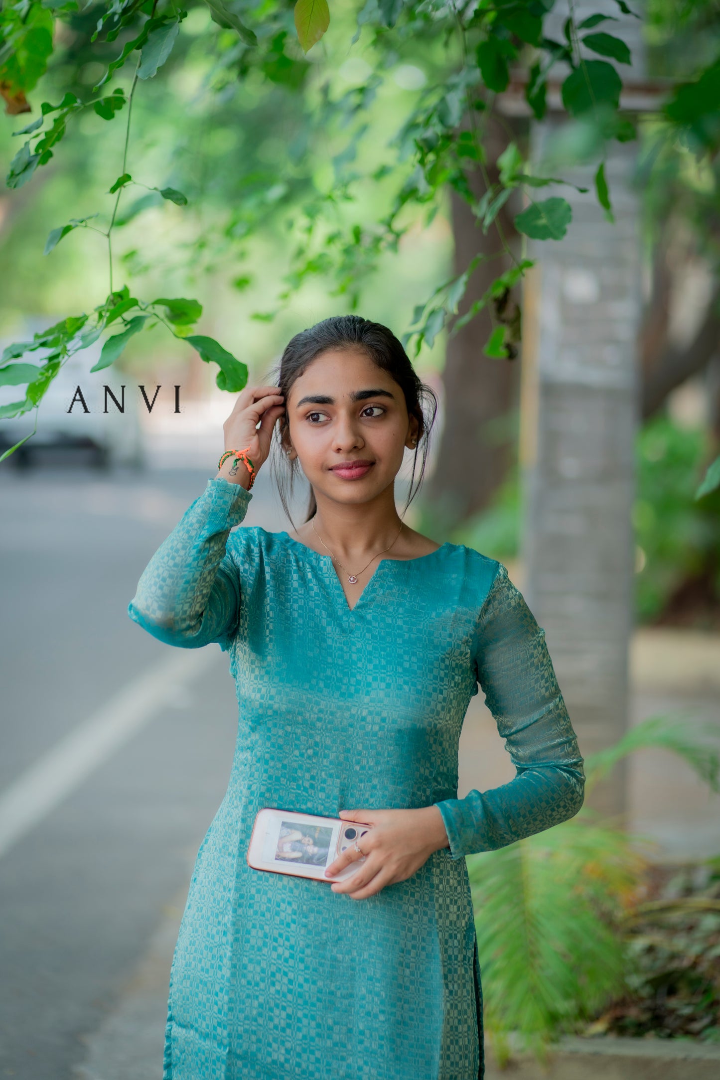 AL 446 Glass Tissue kurti with lining