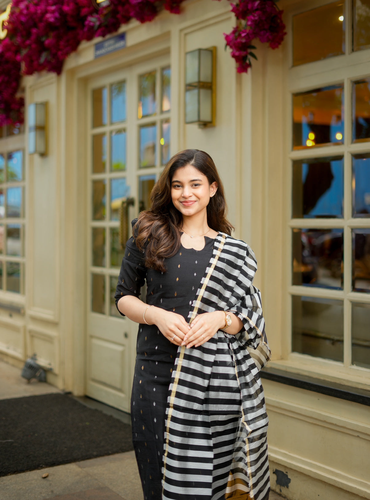 AL 465 Black raw silk kurta set with silk dupatta