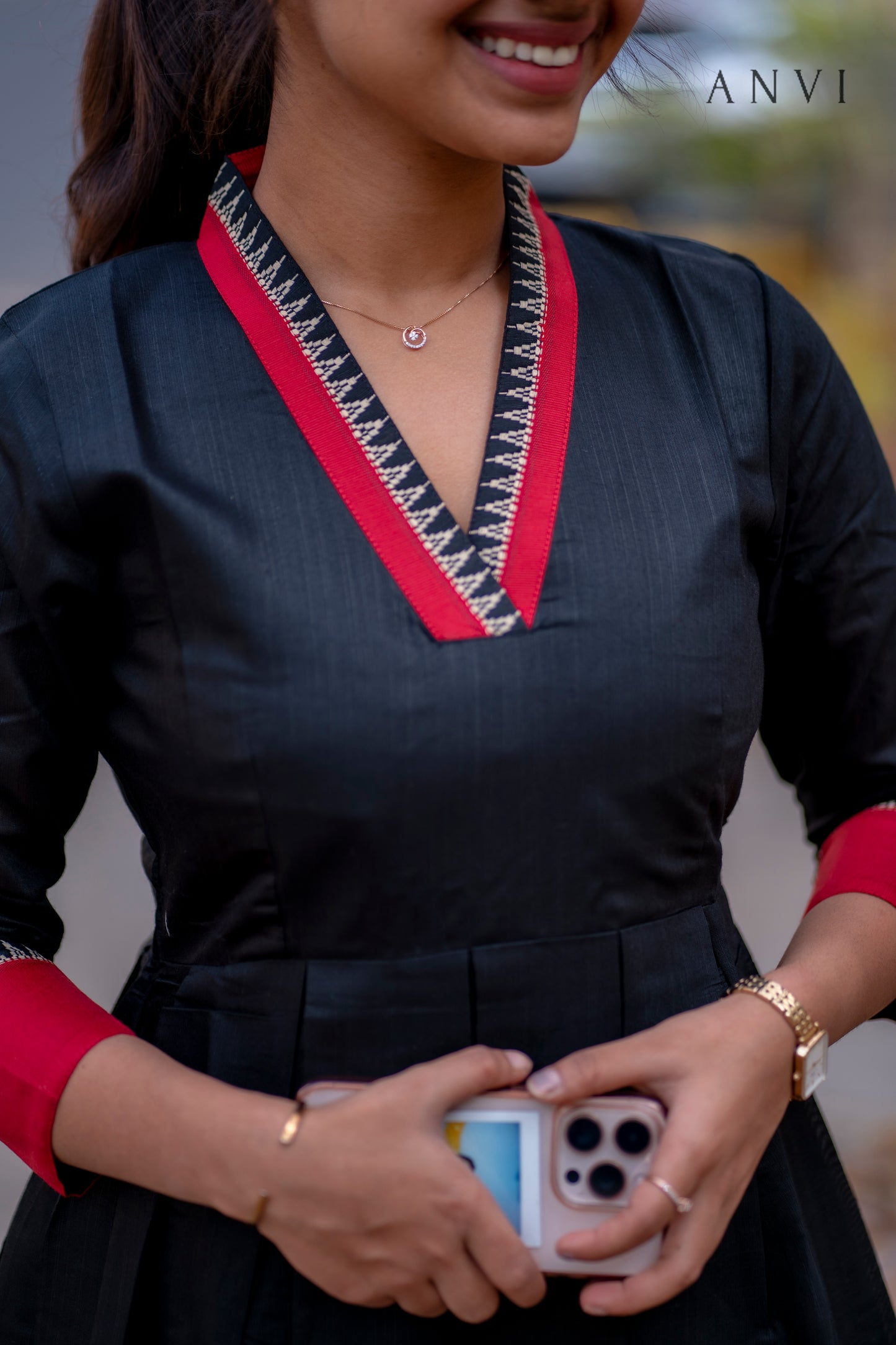 Black cotton maxi with lining