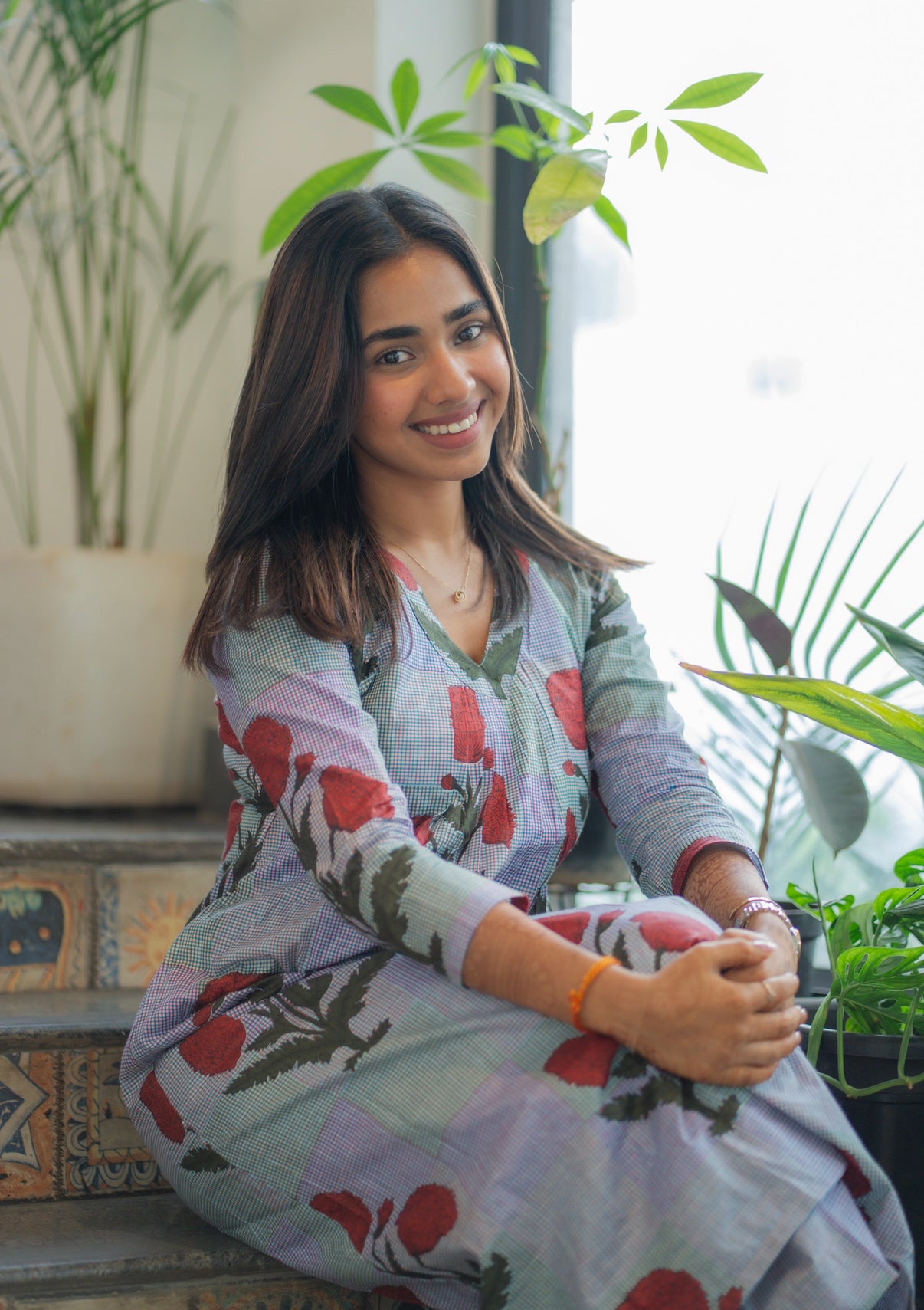 AL 562 Cotton A line kurti with palazzo pants (with lining )