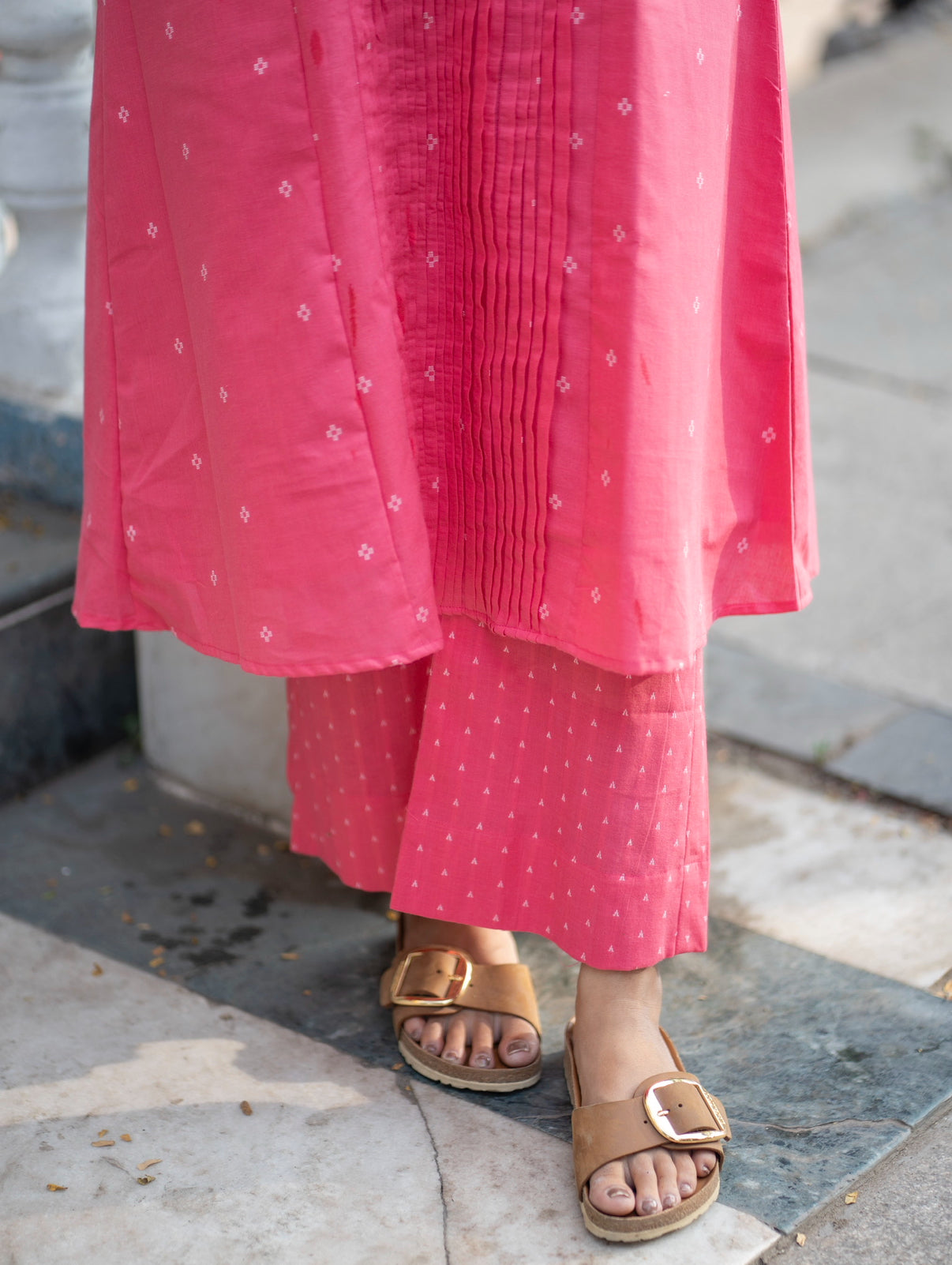 AL 551 Cotton co ords with pleated detailing (with lining)