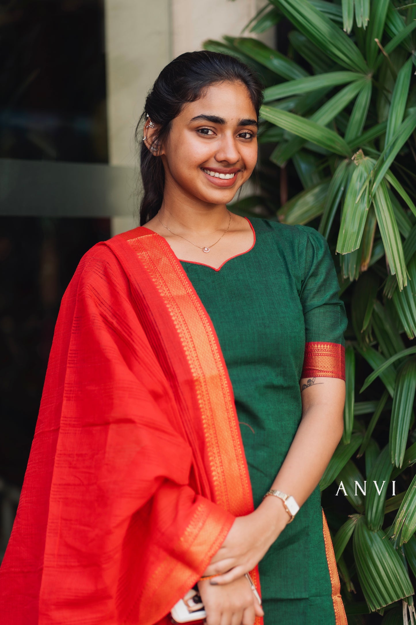 AL 392 Mangalagiri set with duppatta (with lining)