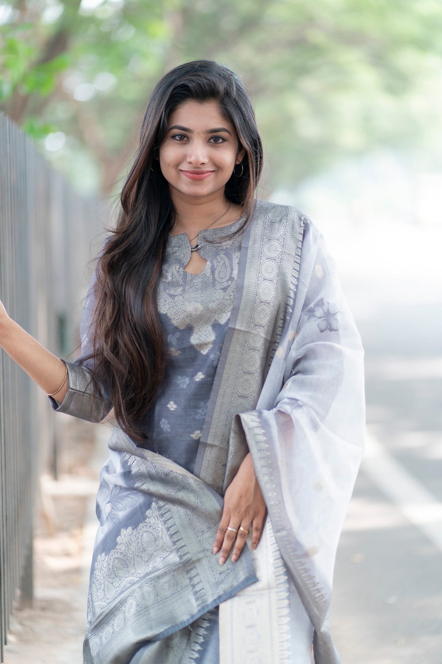 Chanderi kurti with duppatta with lining
