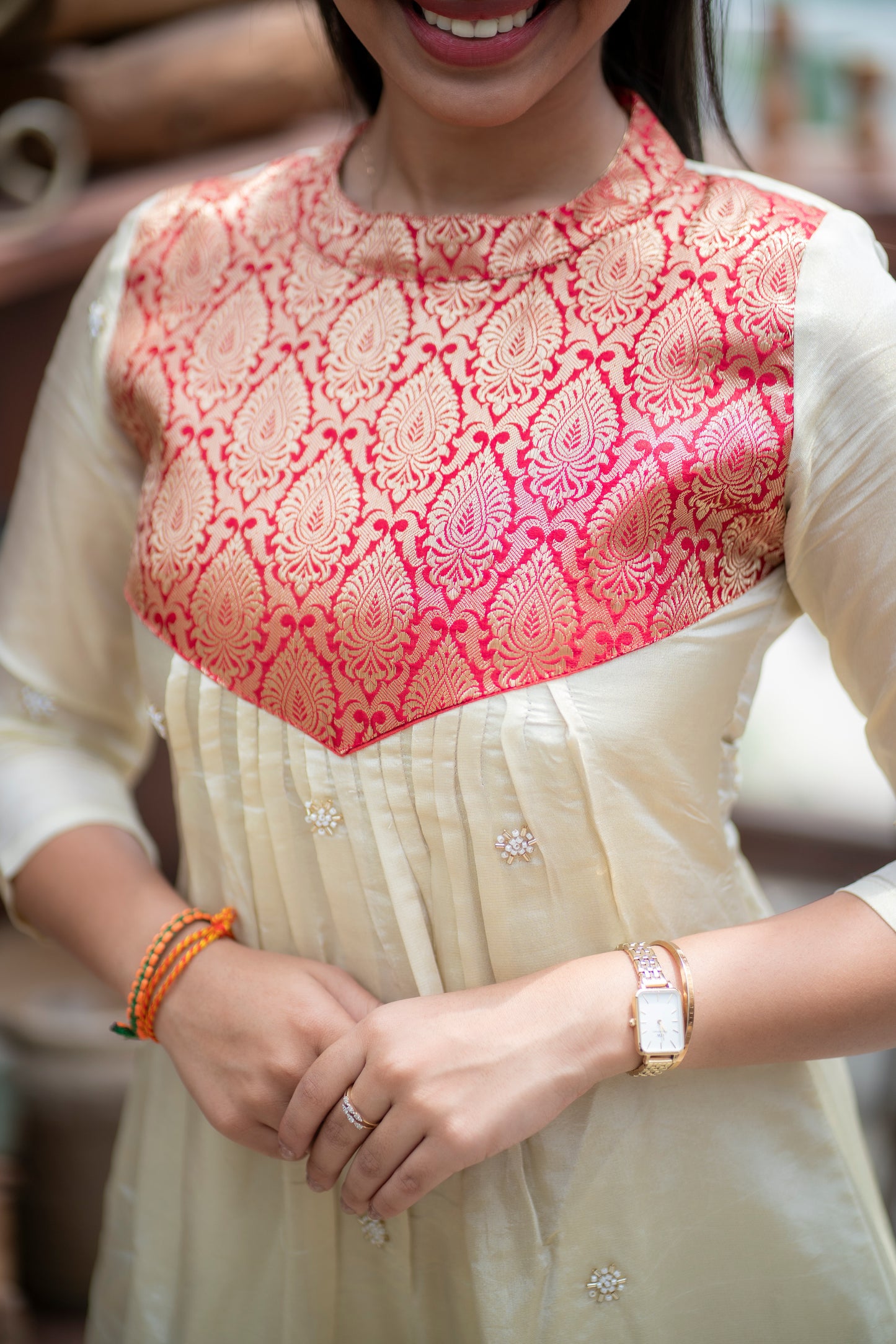 AL 503 Jimmichoo maxi with banaras patch with lining