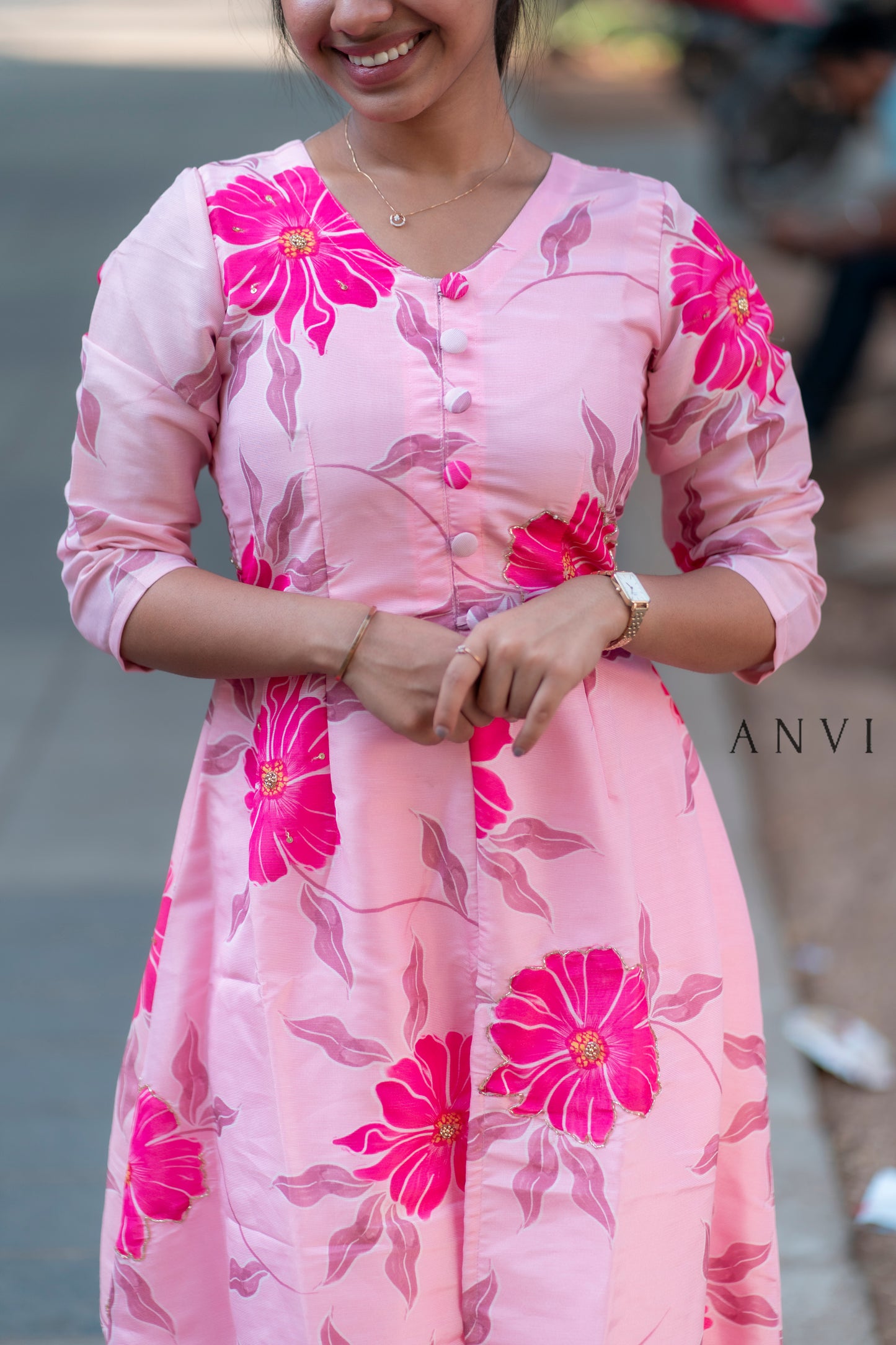 AL 396 Organza A line kurti with center slit