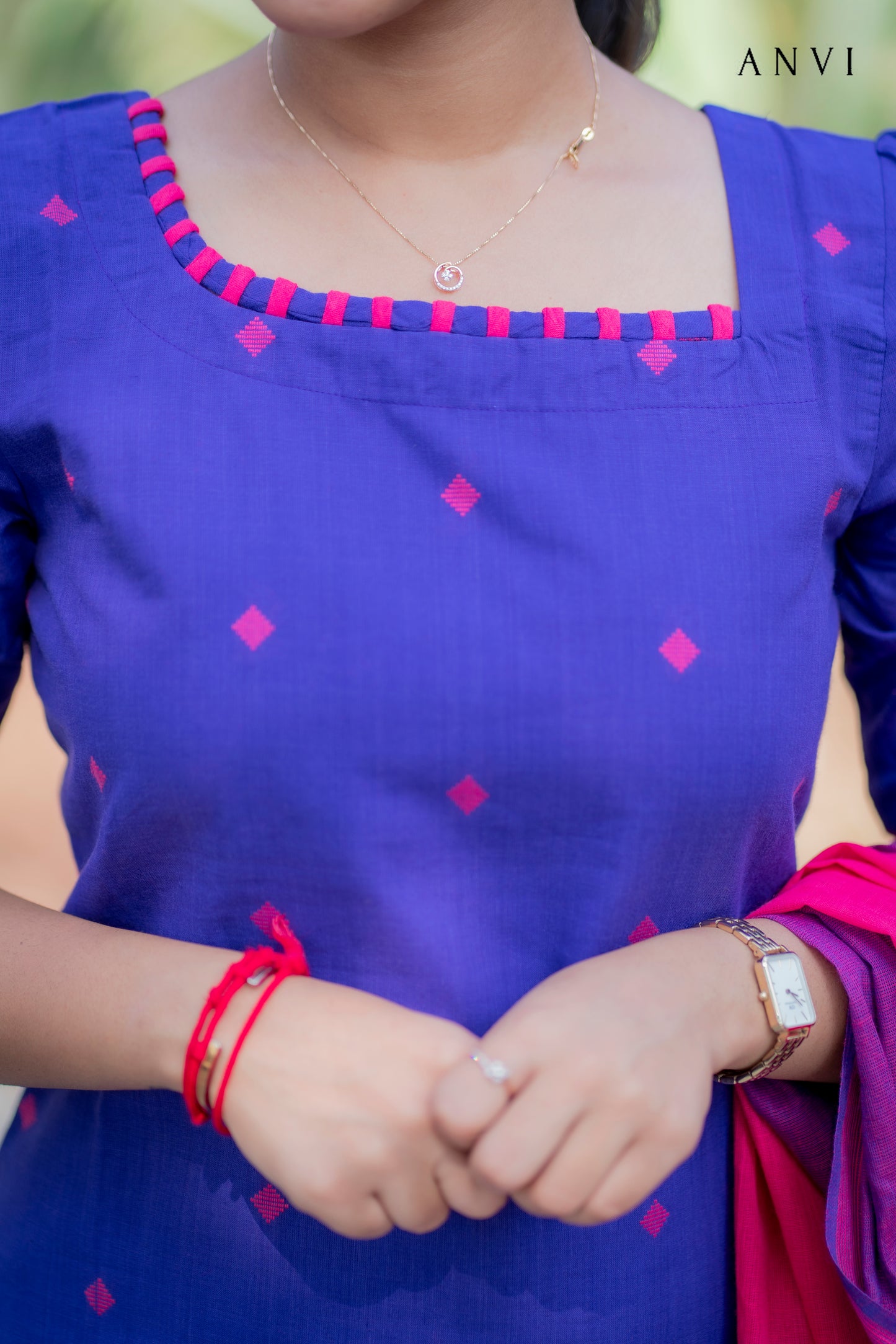 Al 418 Cotton kurta set with duppatta (with lining)