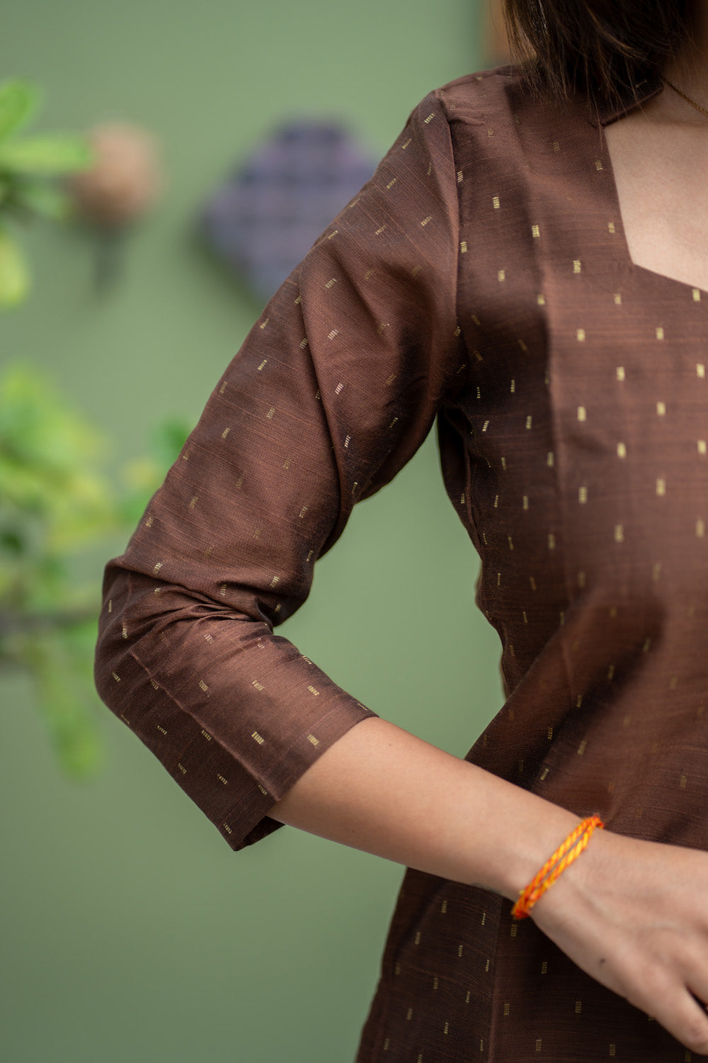 AL 610 Raw silk set with Kalamkari dupatta (with lining)