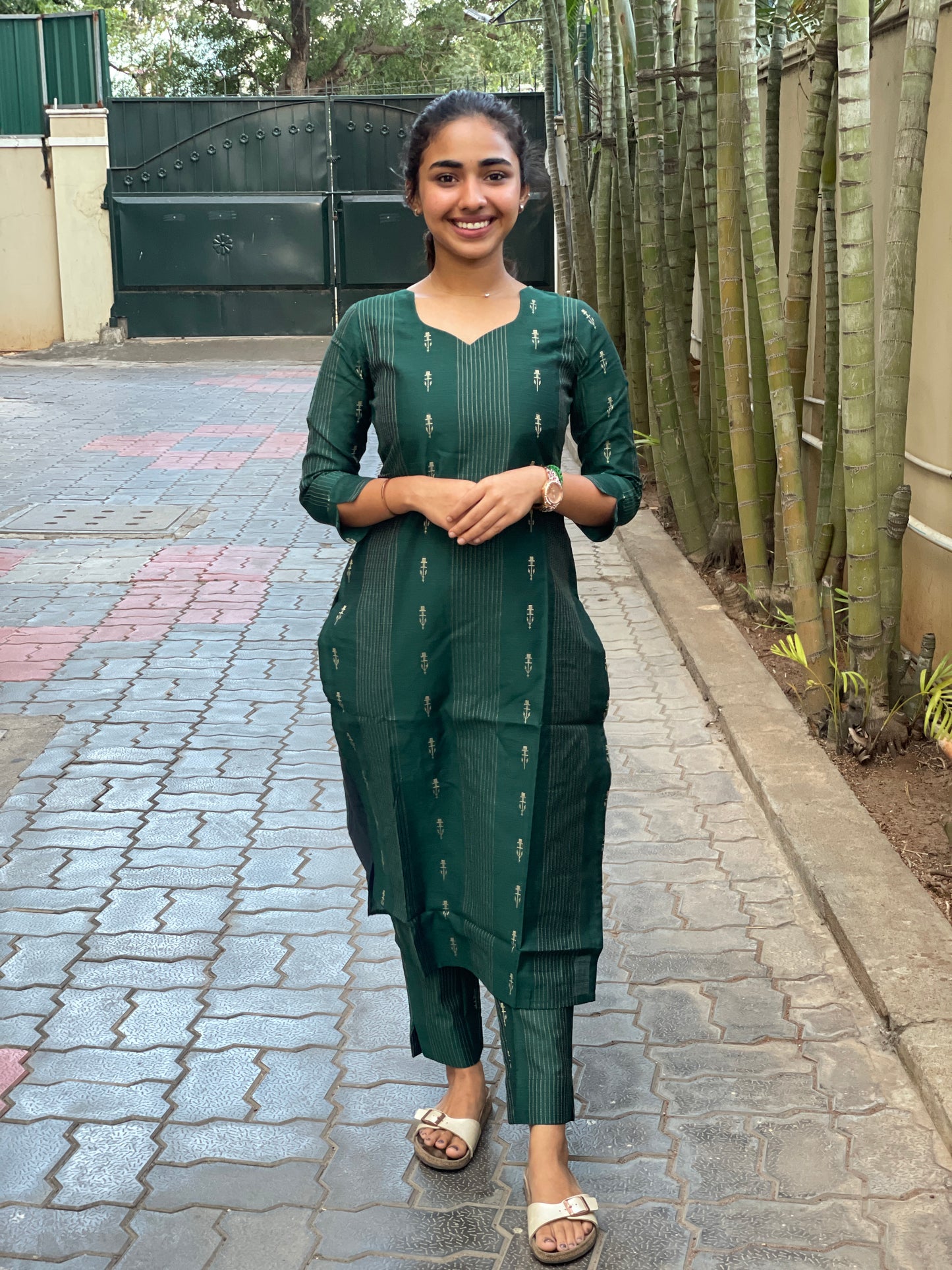 AL 247(Green) Raw Silk co-ords with Cotton Lining