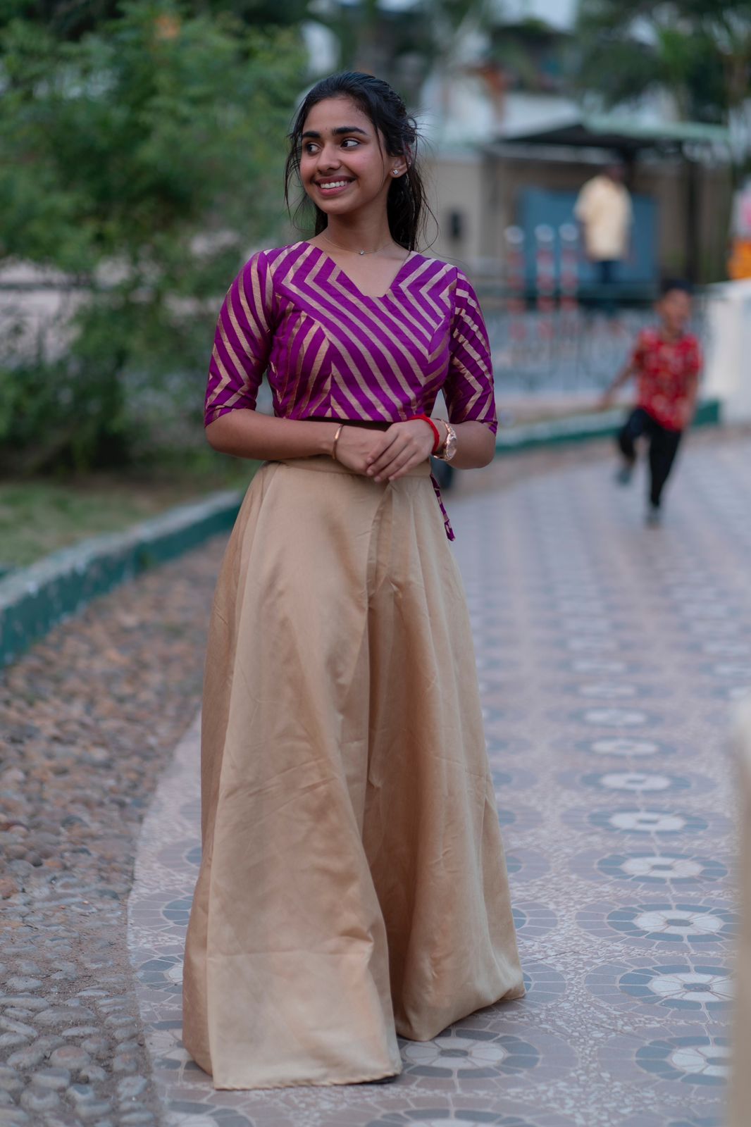 AL 252 Banaras top with silk skirt