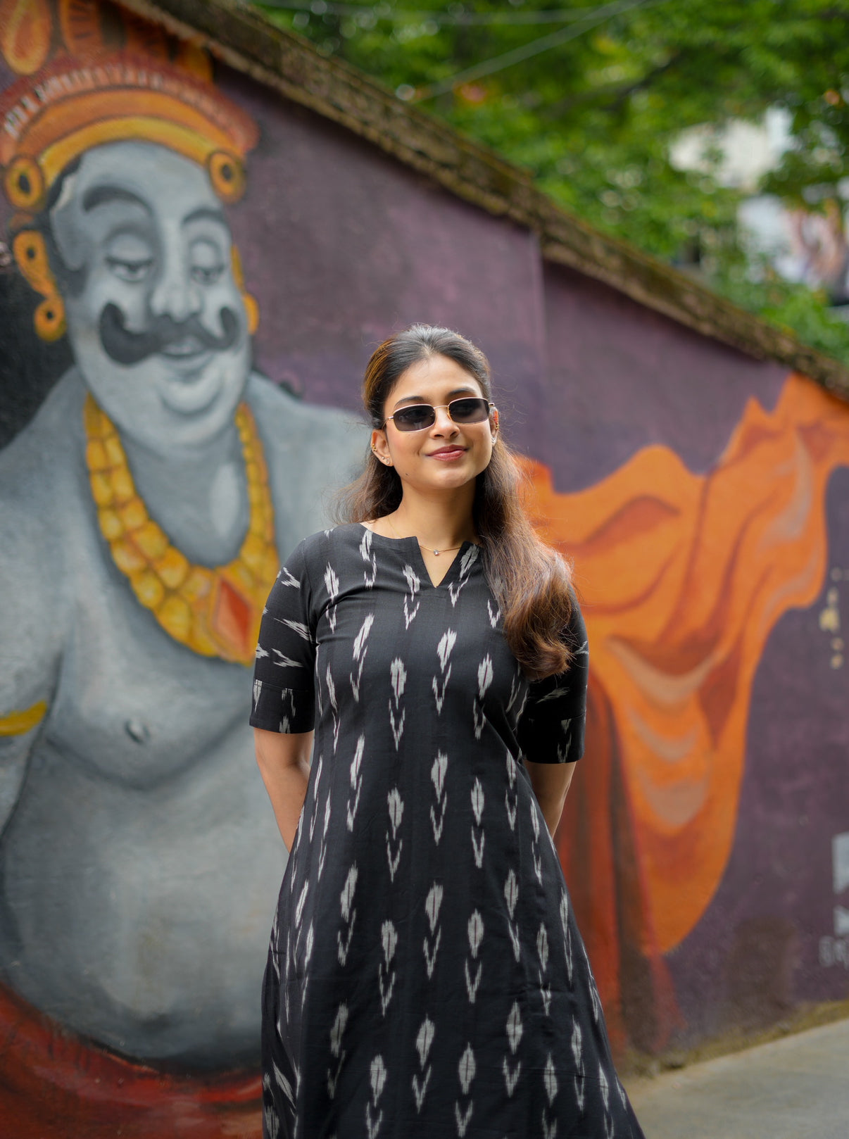 AL 452 Black Ikkat Cotton Maxi with lining