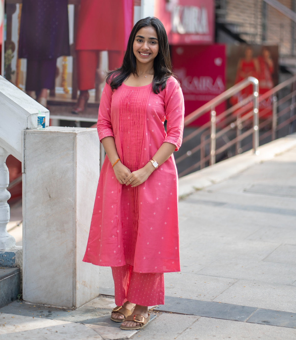 AL 551 Cotton co ords with pleated detailing (with lining)