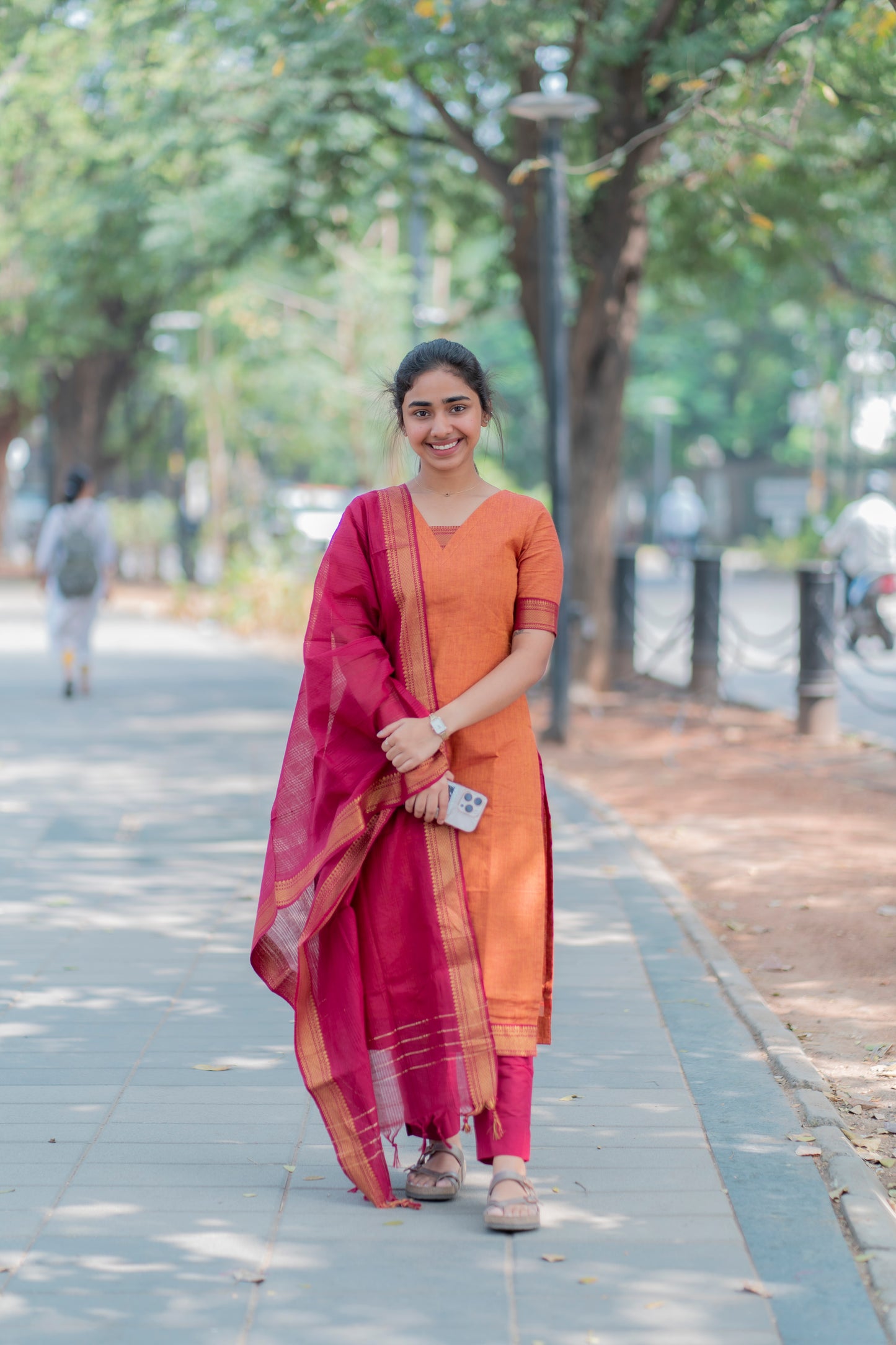 AL 355 kanchi cotton kurta set with duppatta ( with lining)