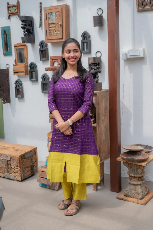 AL 499 Raw silk A line co ords with lining