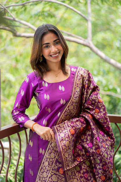 AL 616 Premium Banarasi silk suit set (with lining )