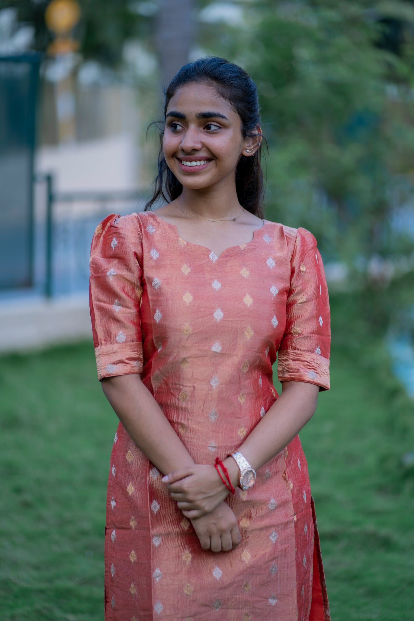 Crush tissue kurti with duppatta