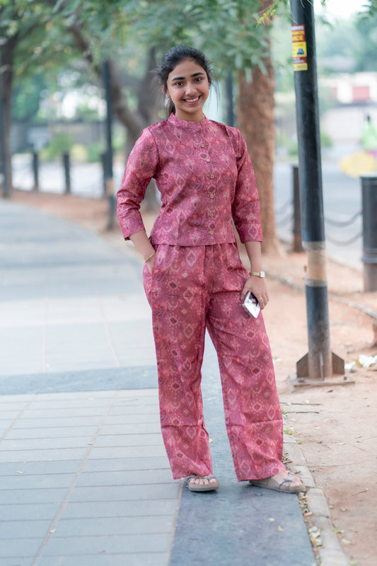 AL 342 Semi tussar co ords with lining