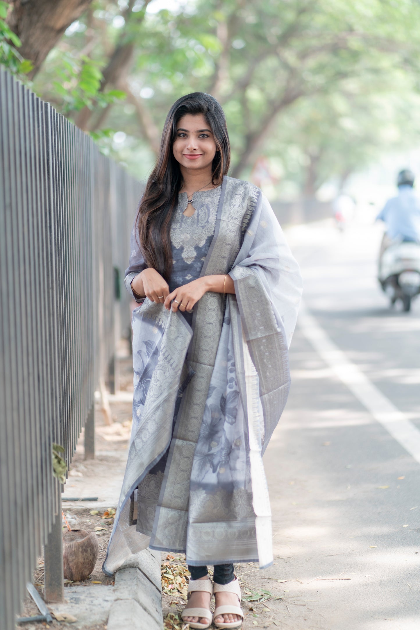 Chanderi kurti with duppatta with lining