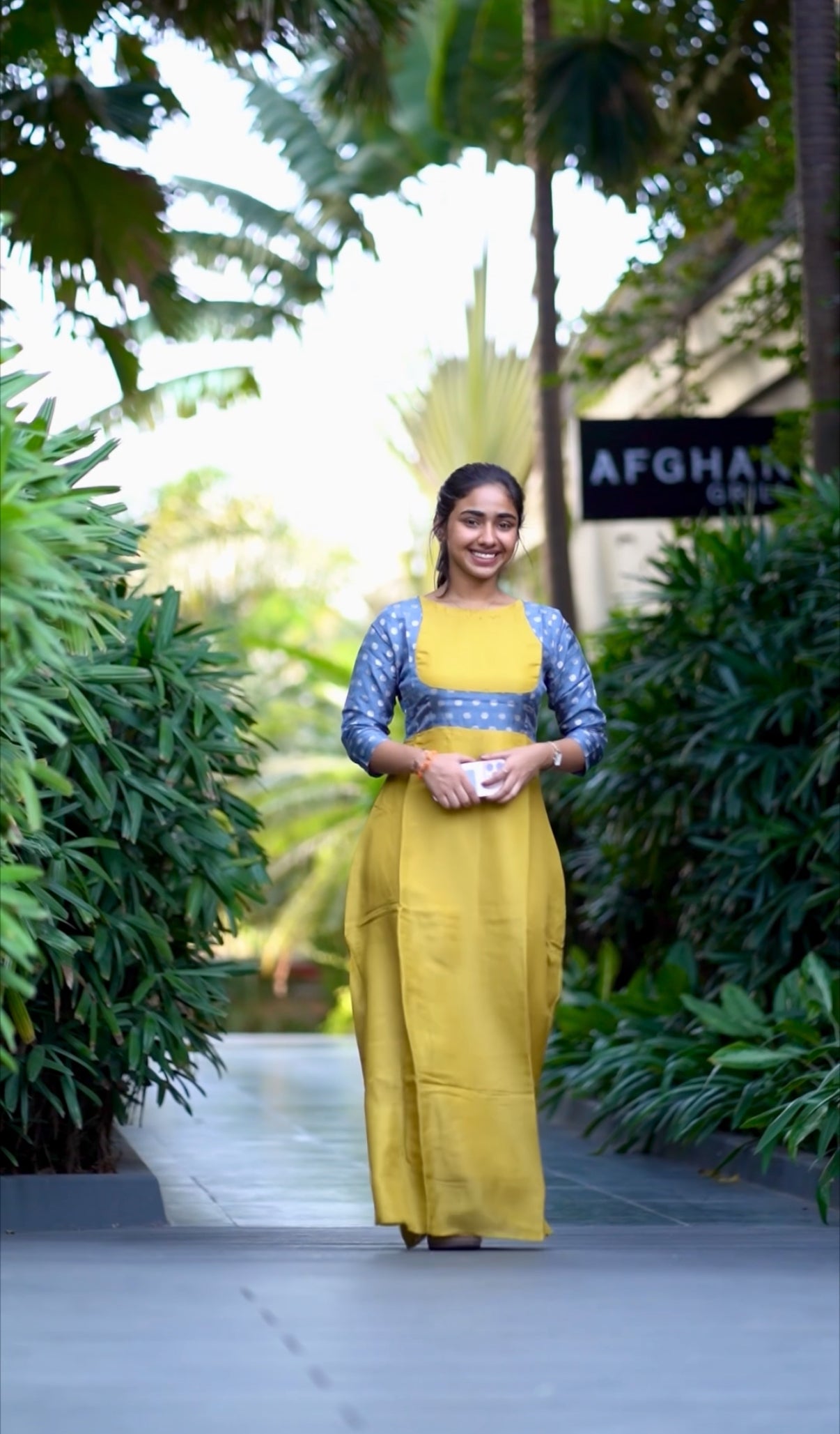 AL 467 Tissue full length dress with silk patch (with lining)