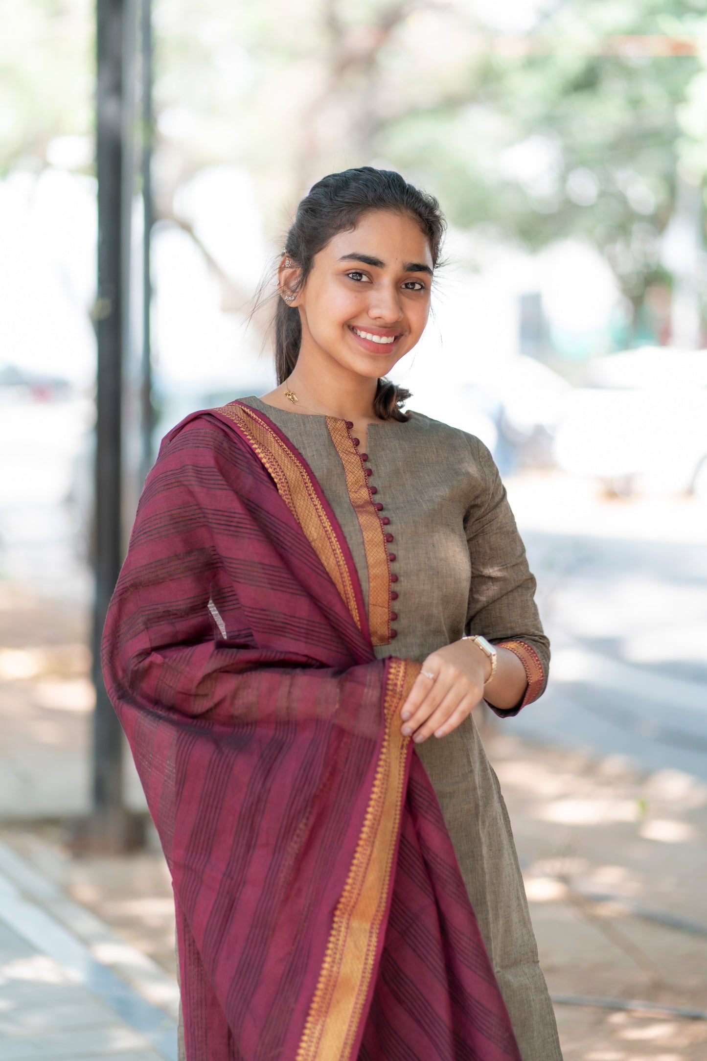 AL 356 Mangalagiri kurta set with duppatta (with lining)