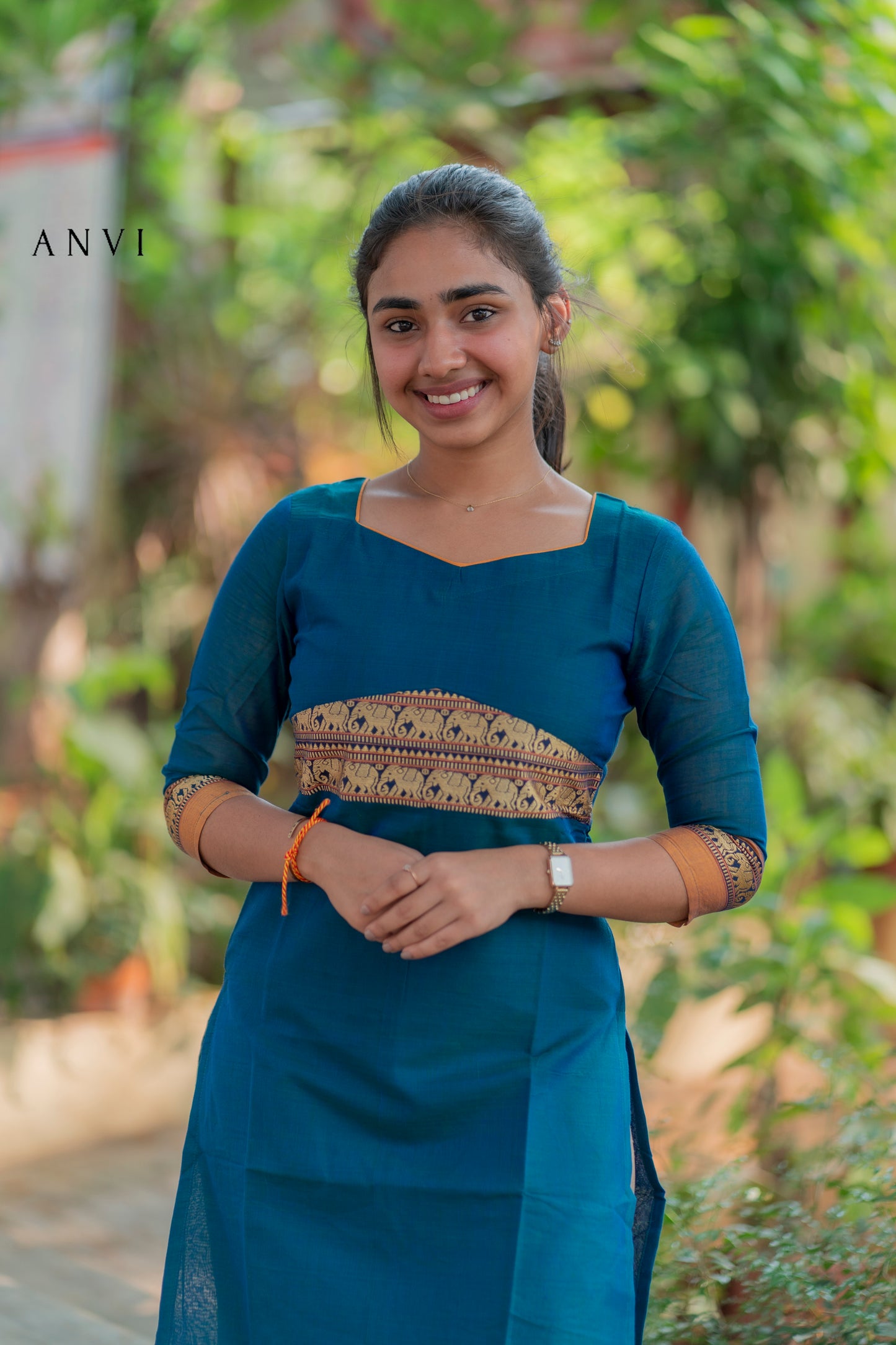 AL 429 Mangalagiri Cotton Kurti with duppatta (with lining)