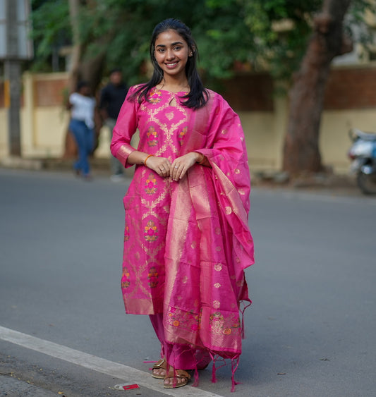 AL 536 Premium Silk suit set with duppatta (with lining)