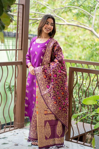 AL 616 Premium Banarasi silk suit set (with lining )