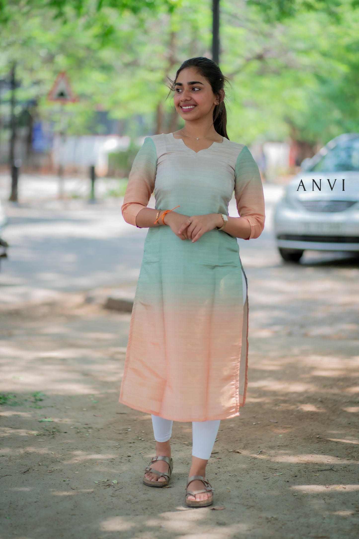 AL 409 Premium ombre Crush tissue kurti with duppatta