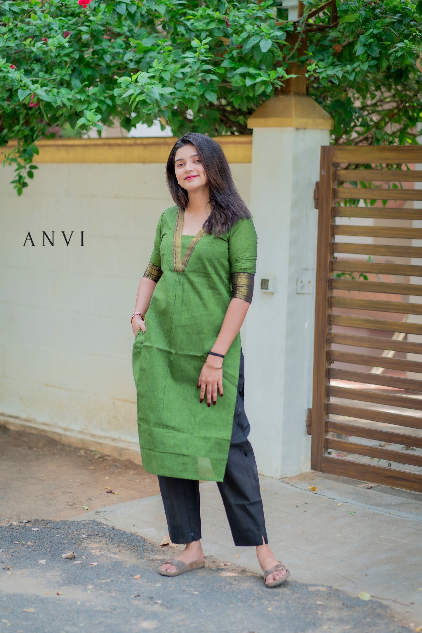 AL 434 Mangalagiri Cotton kurta set with duppatta (with lining)