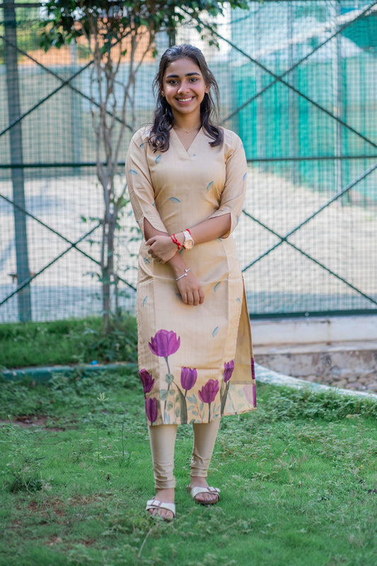 AL 265 Semi Tussar Kurti with Lining