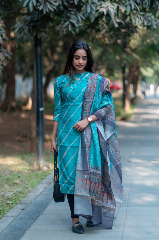 AL 361 Chanderi kurti with duppatta (with lining)