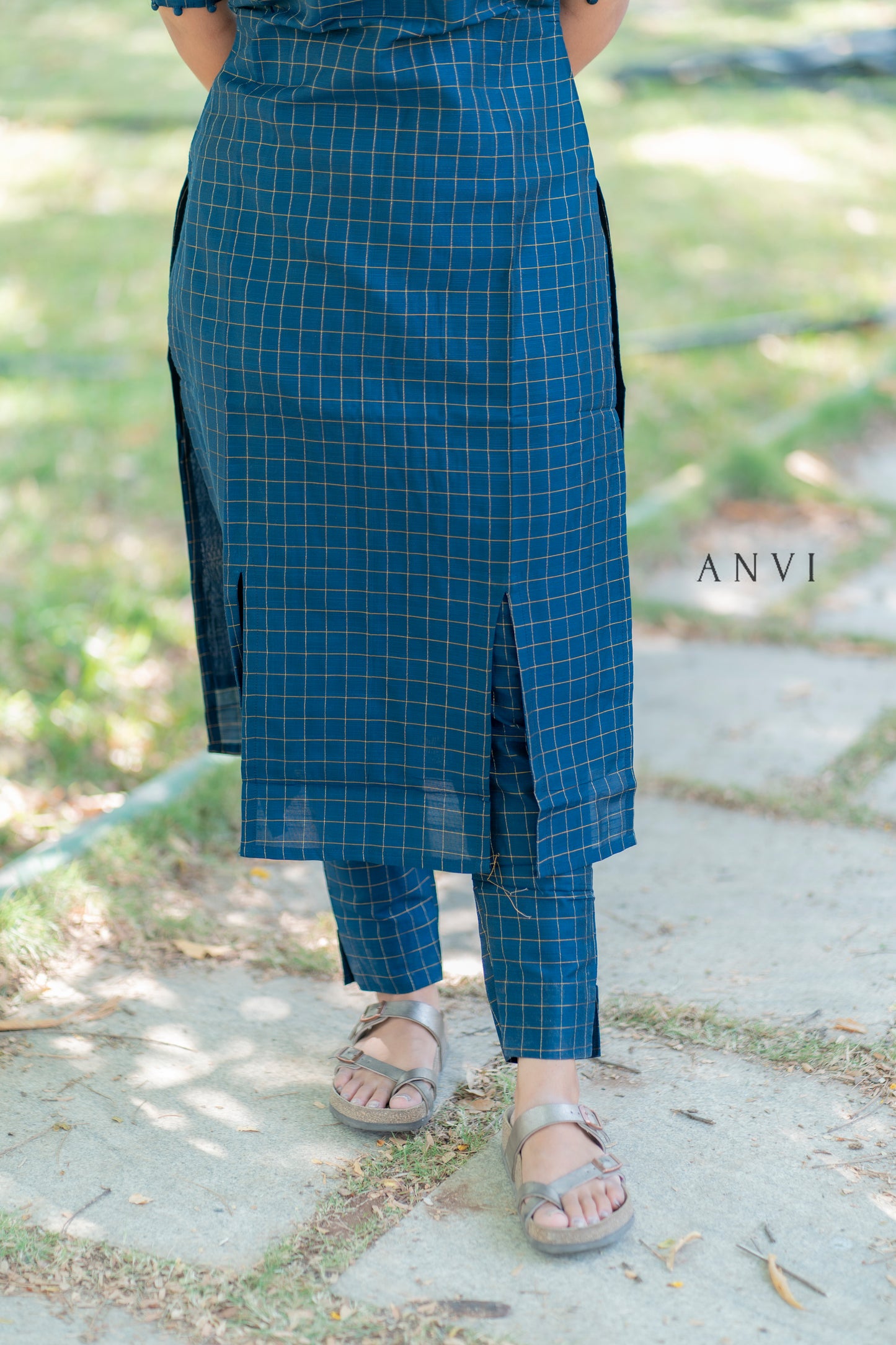 AL 424 Raw silk checked co ords with lining