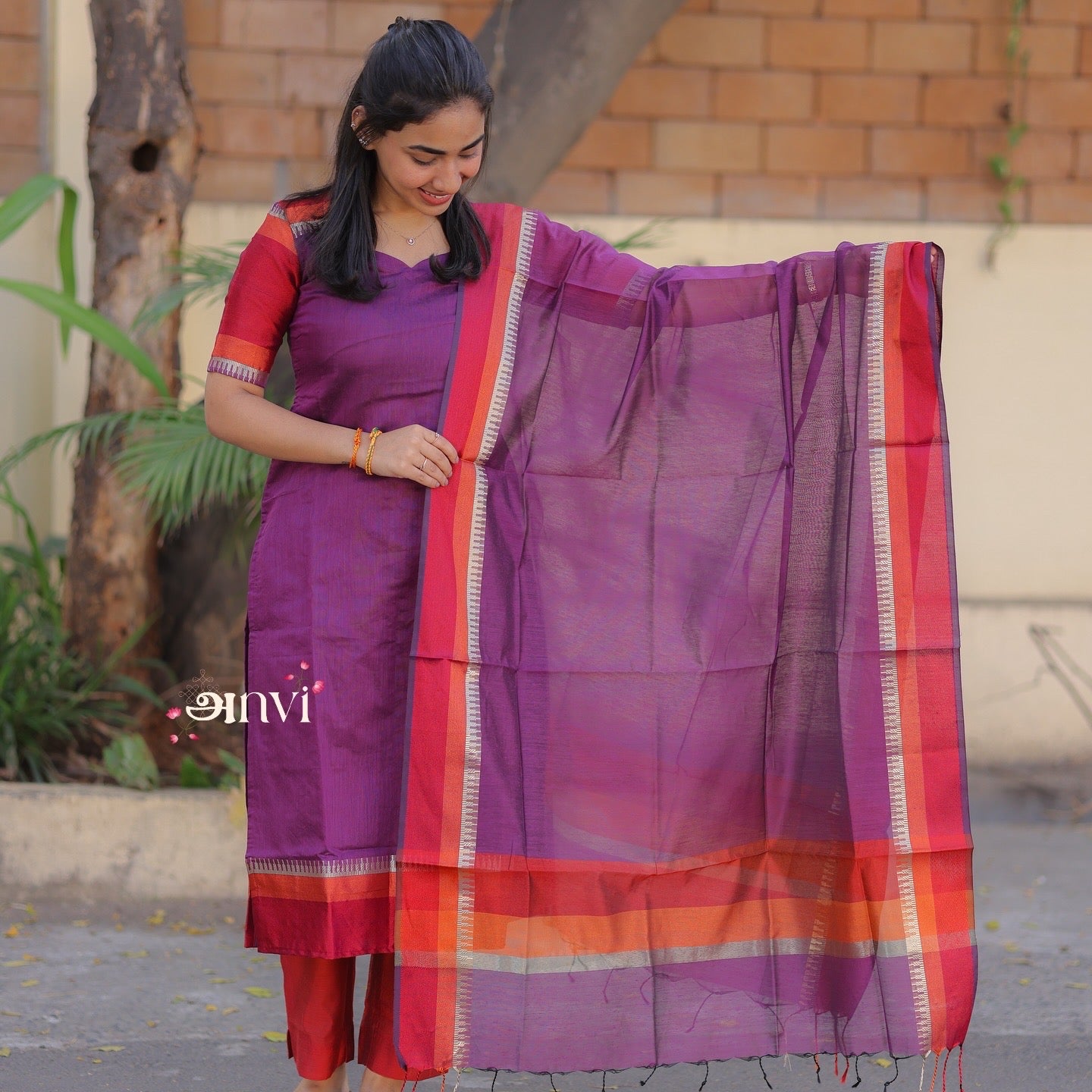 AL 489 Maheshwari Silk Suit with duppatta (with lining)