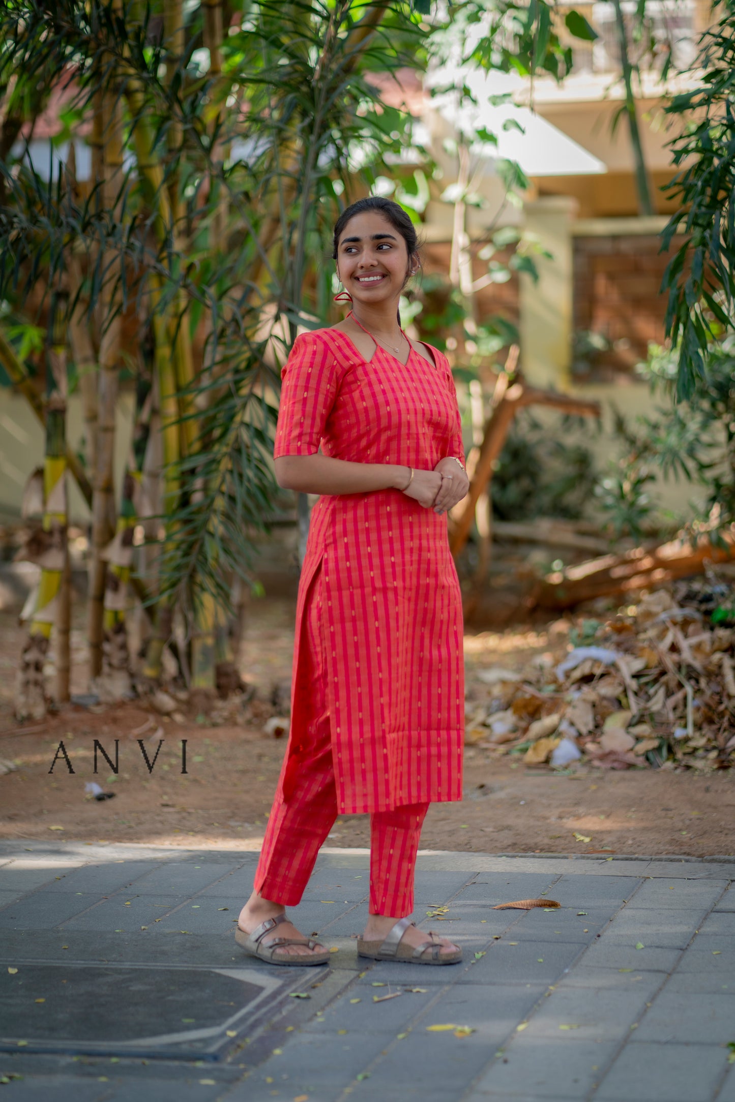 AL 387 Raw silk co ords with tie up detail (with lining)