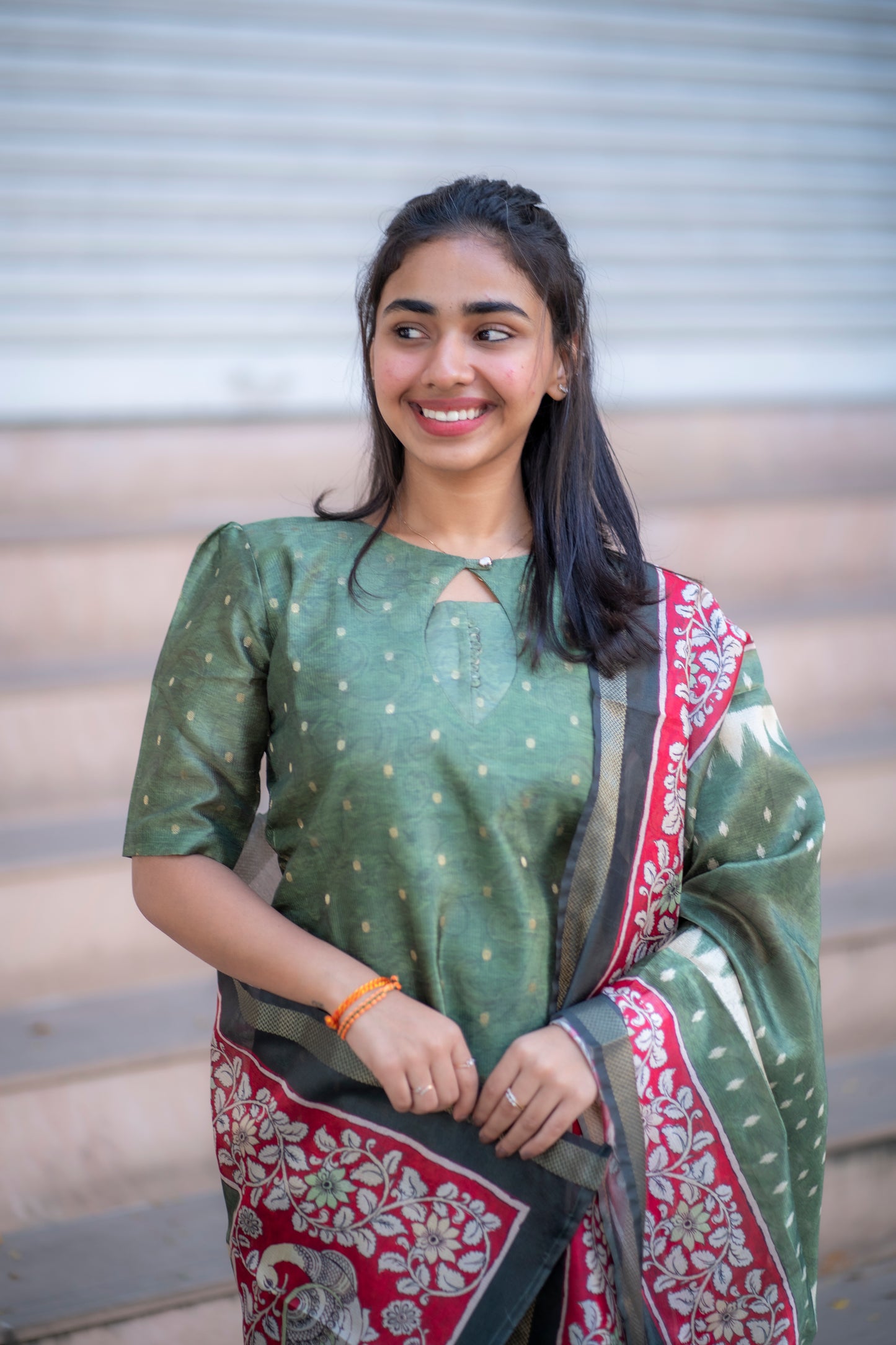 AL 517 Semi tussar kurta set with duppatta (with lining)