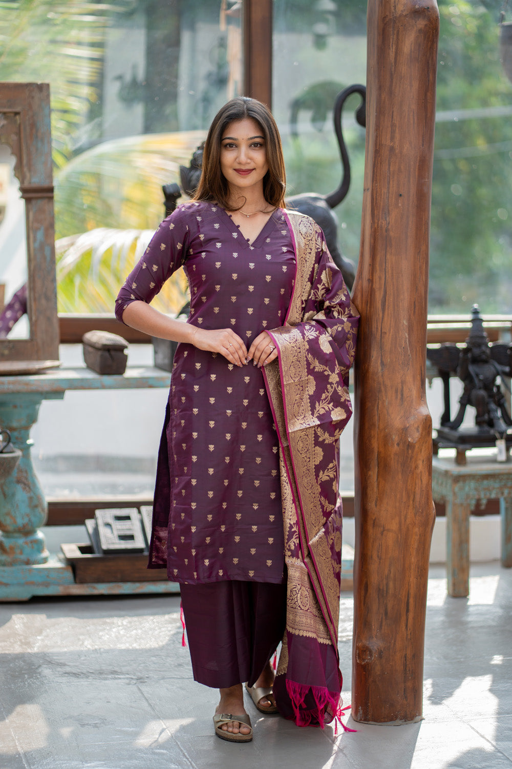 AL 608 Premium Katan 3 piece Silk suit set (with lining)