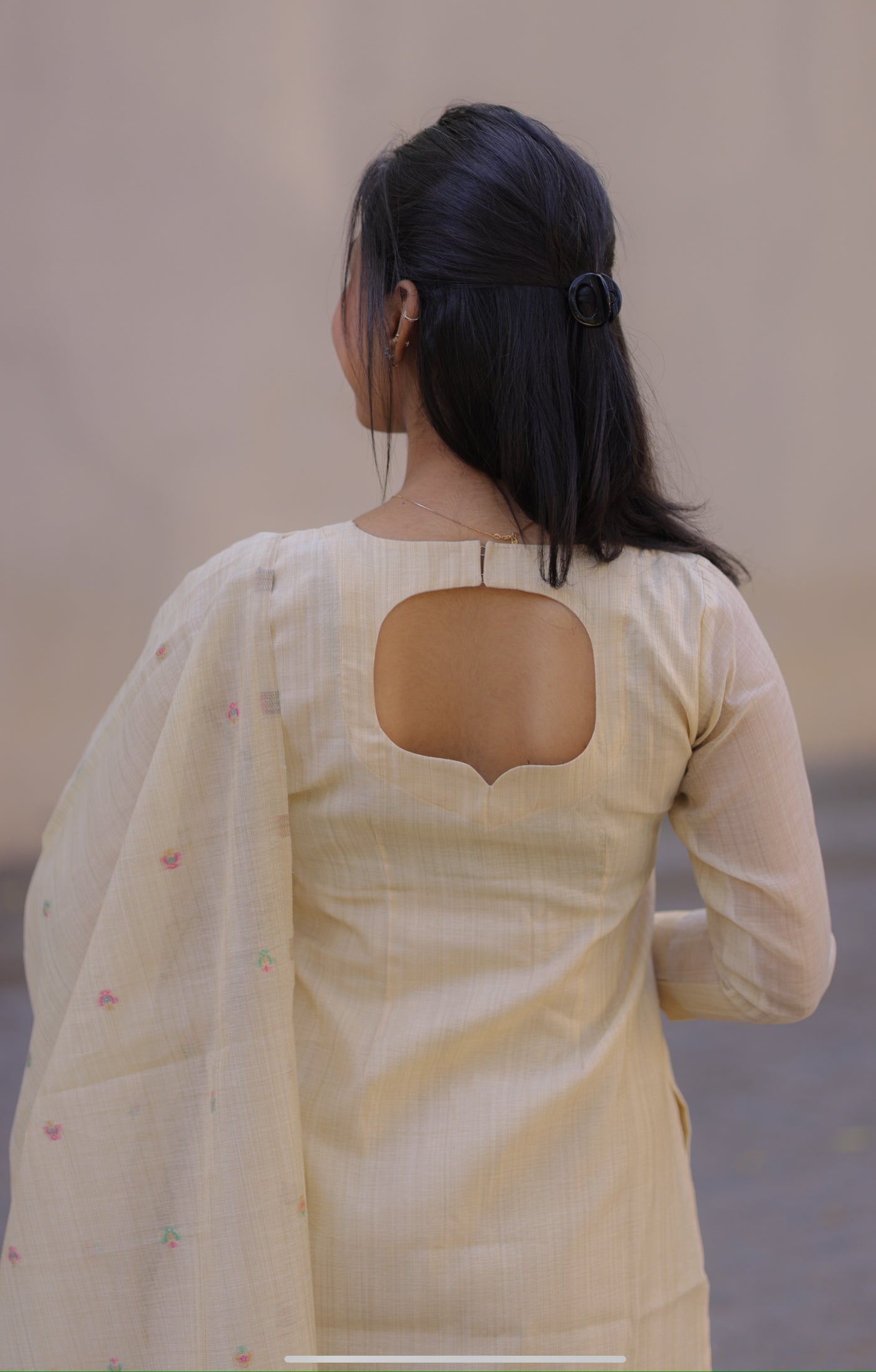 AL 493 Linen cotton Kurti with duppatta (with lining)