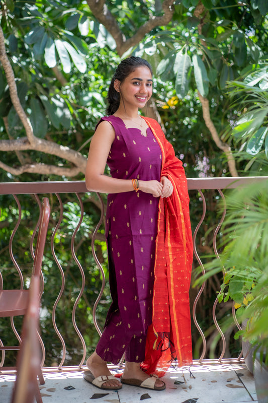 AL 507 Raw silk co ords with dupatta