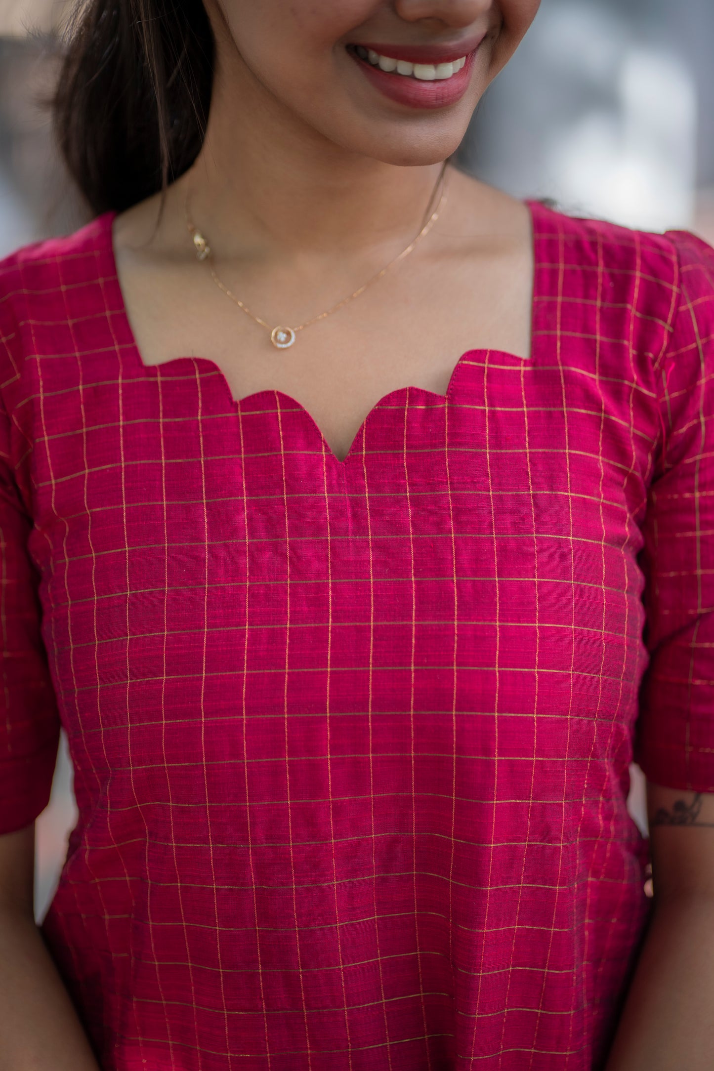 AL 514 Raw silk A line kurti with lining