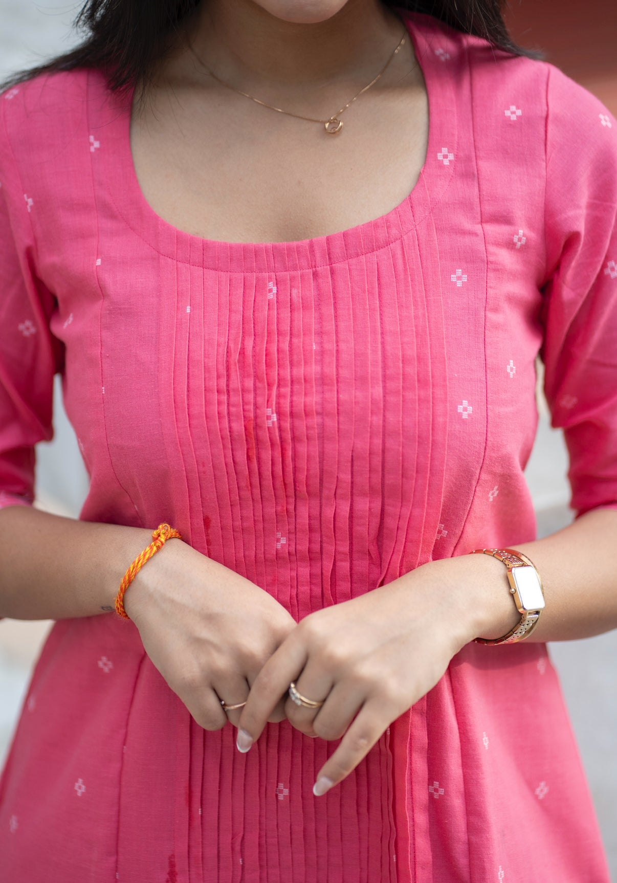 AL 551 Cotton co ords with pleated detailing (with lining)