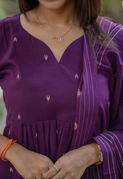 AL 571 Cotton A line kurta set with duppatta(with lining)