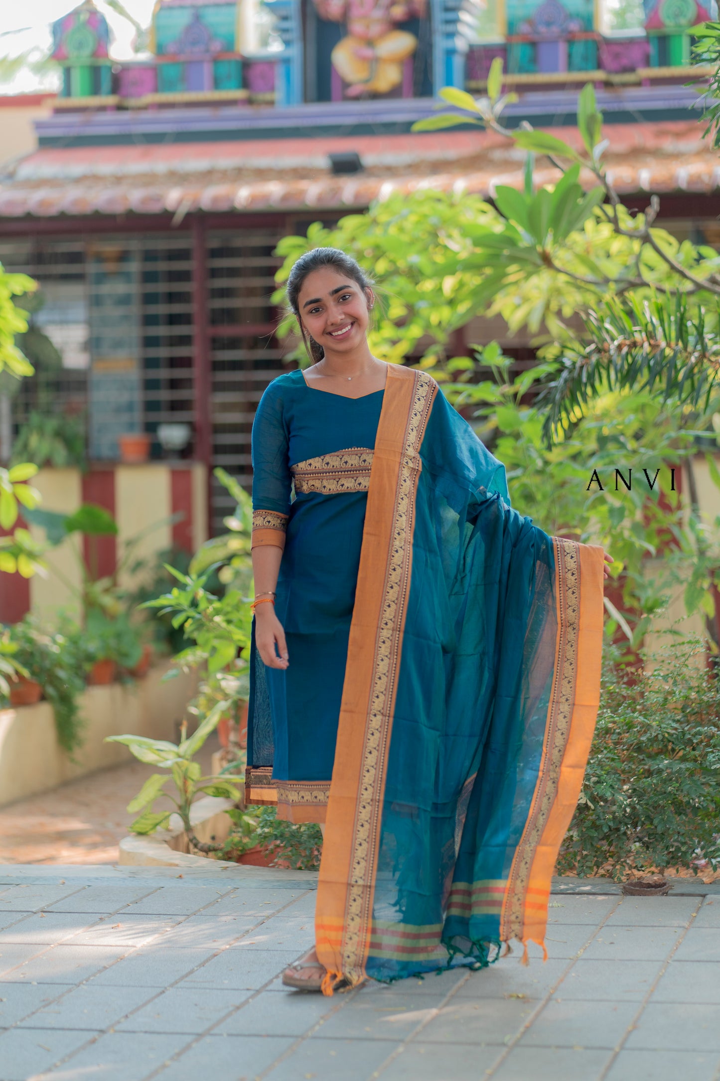 AL 429 Mangalagiri Cotton Kurti with duppatta (with lining)