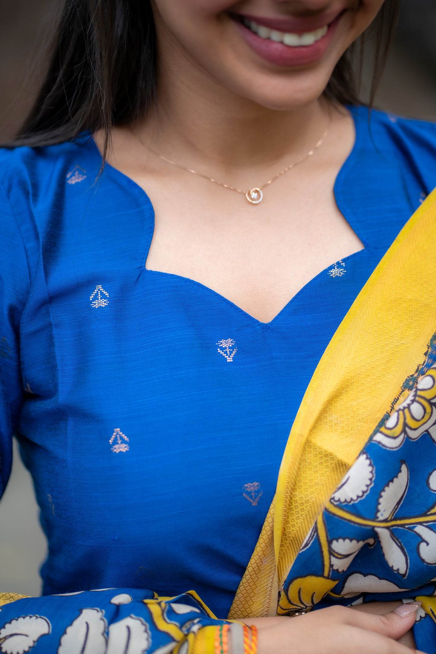 AL 468 Raw silk kurti with silk Kalamkari Dupatta