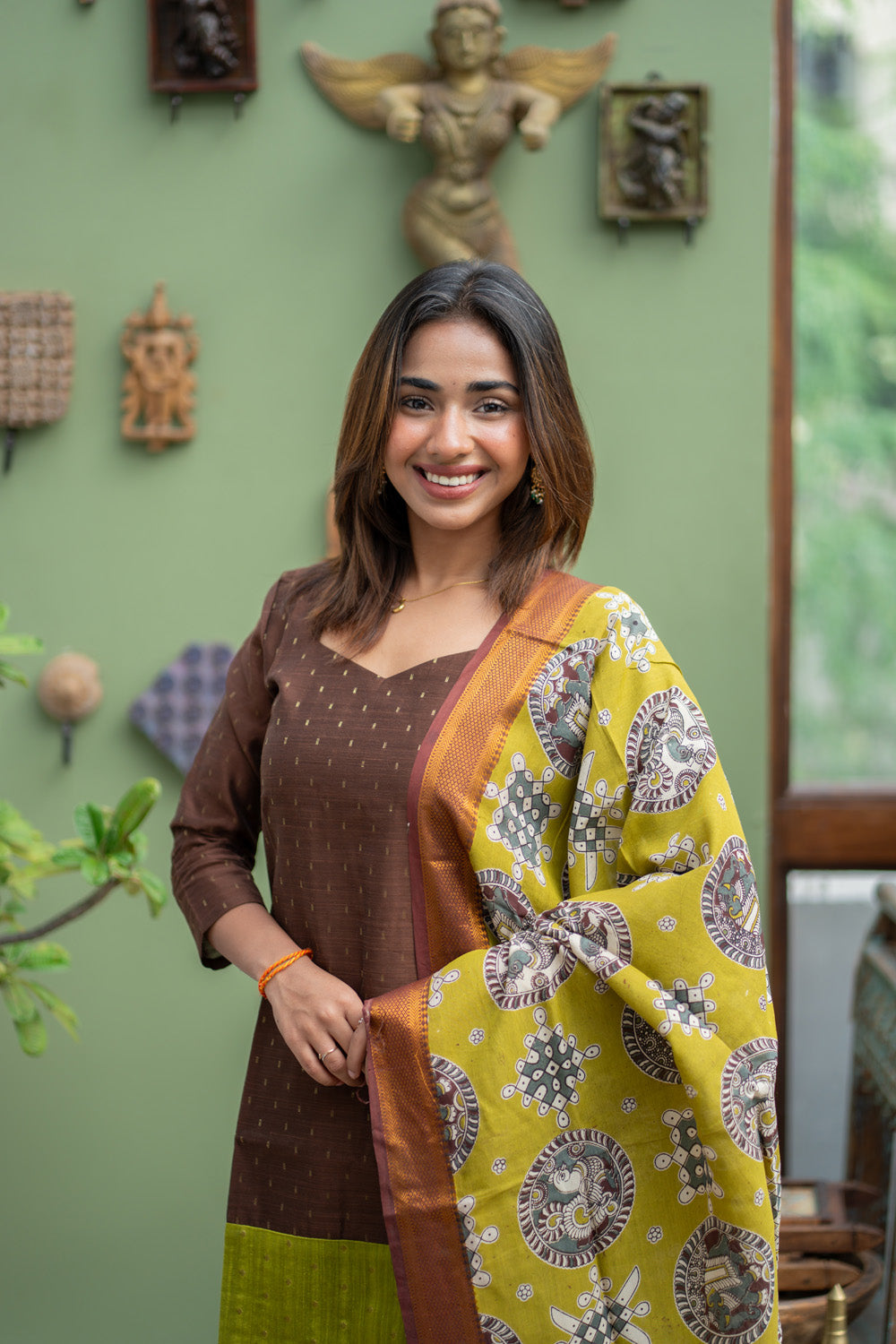 AL 610 Raw silk set with Kalamkari dupatta (with lining)
