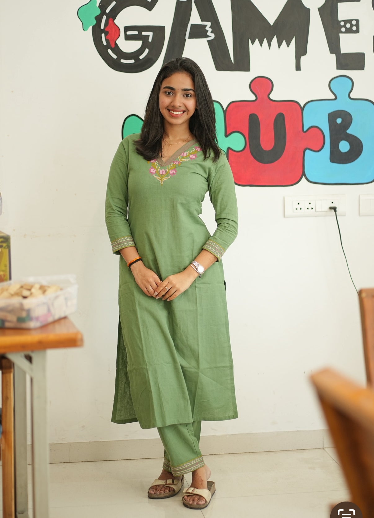 AL 525 Cotton co ords with thread embroidery (without lining)